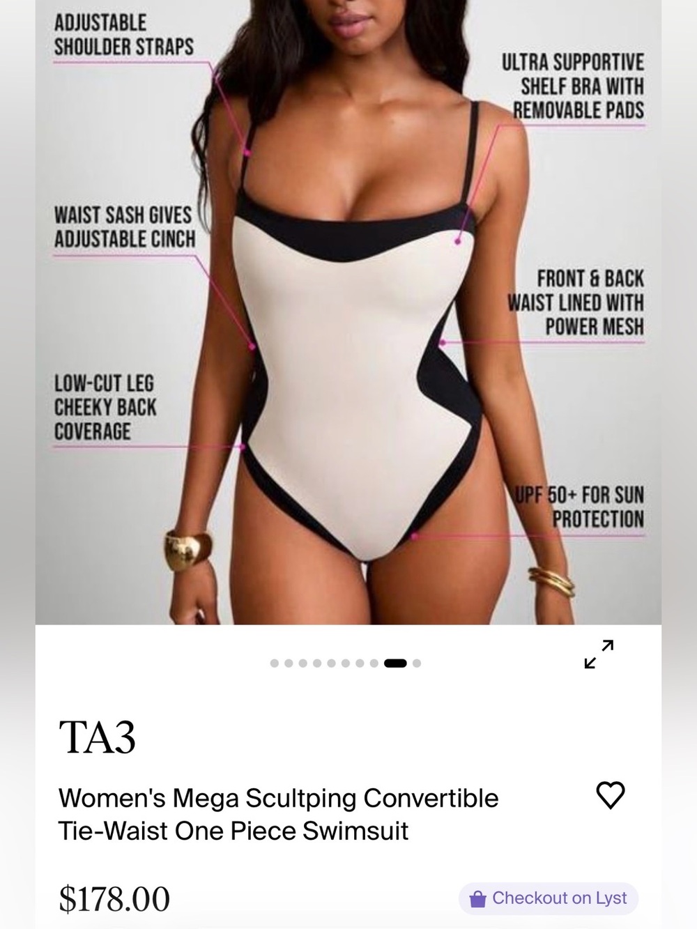 TA3 Women's Sashy Fram oat/black sculpting Convertible one-piece swimsuit
